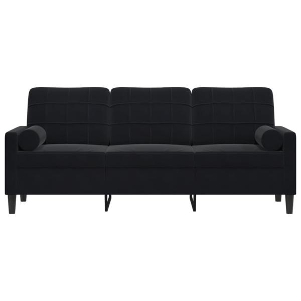 3-Sitzer-Sofa mit Zierkissen Schwarz 180 cm Samt