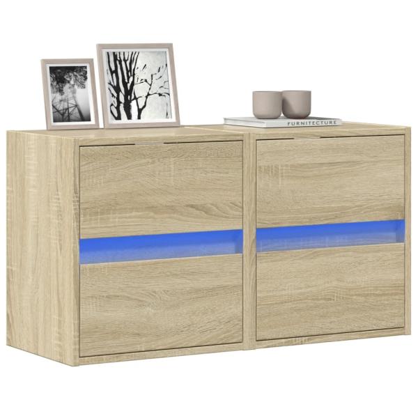 ARDEBO.de - TV-Wandschränke mit LED-Beleuchtung 2 Stk. Sonoma 41x31x45 cm