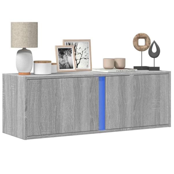 ARDEBO.de - TV-Wandschrank mit LED-Beleuchtung Grau Sonoma 100x31x35 cm