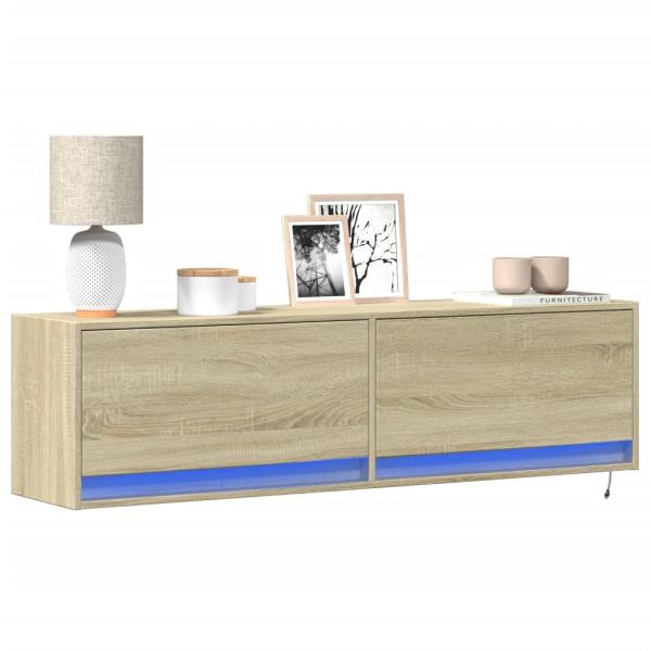 ARDEBO.de - TV-Wandschrank mit LED-Beleuchtung Sonoma-Eiche 140x31x38 cm