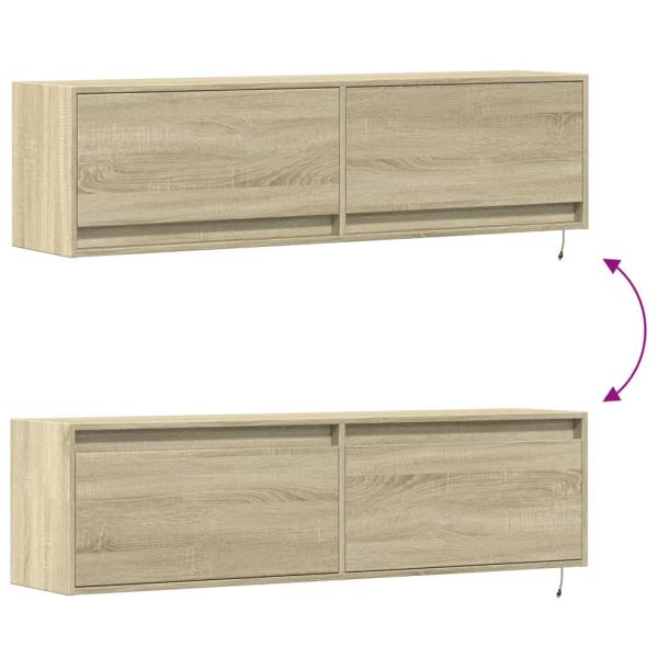 TV-Wandschrank mit LED-Beleuchtung Sonoma-Eiche 140x31x38 cm