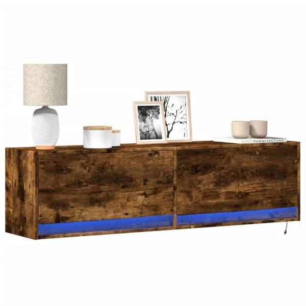 ARDEBO.de - TV-Wandschrank mit LED-Beleuchtung Räuchereiche 140x31x38 cm