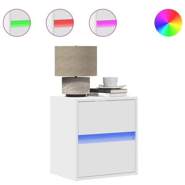ARDEBO.de - Wand-Nachttisch mit LED-Leuchten Weiß