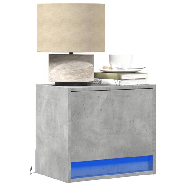 ARDEBO.de - Wand-Nachttische mit LED-Leuchten 2 Stk. Betongrau