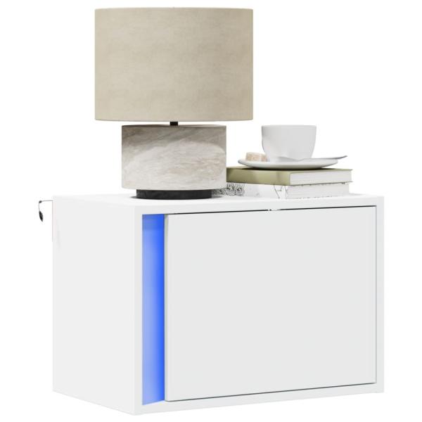 ARDEBO.de - Wand-Nachttisch mit LED-Leuchten Weiß