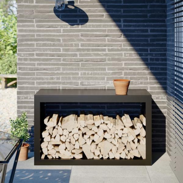 ARDEBO.de - Brennholzregal Schwarz 100x40x60 cm Stahl
