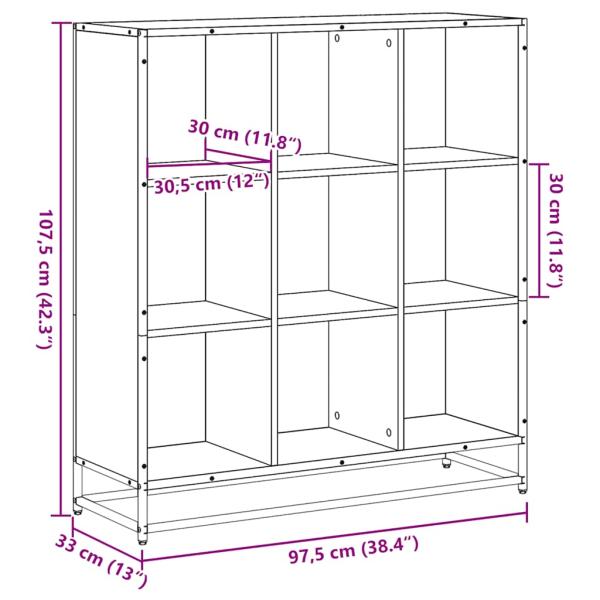 Bücherregal Räuchereiche 97,5x33x107,5 Holzwerkstoff und Metall