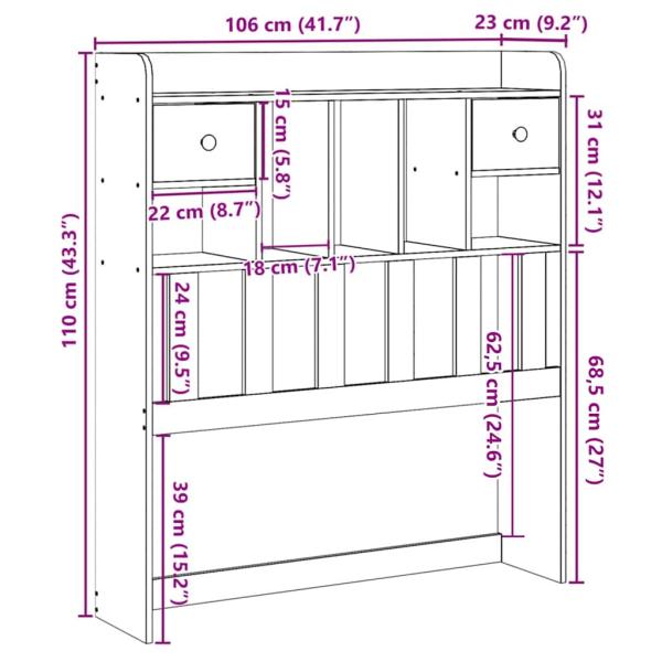 Kopfteil mit Stauraum 100 cm Massivholz Kiefer