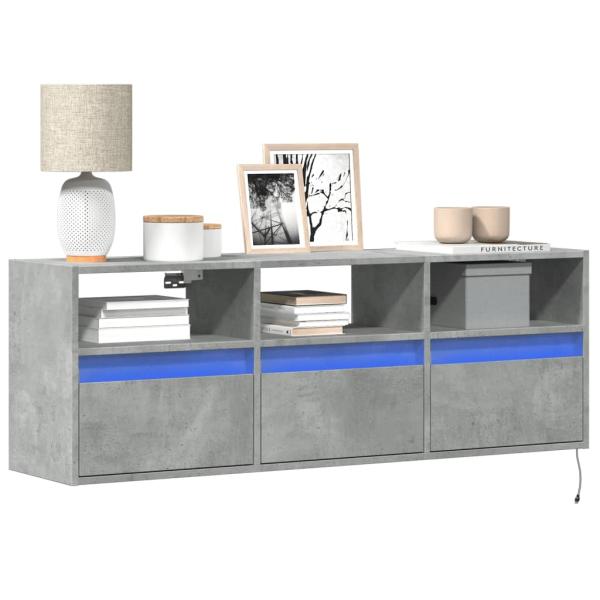 ARDEBO.de - TV-Wandschrank mit LED-Beleuchtung Betongrau 130x31x45 cm