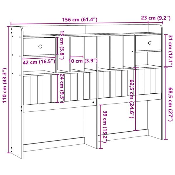 Kopfteil mit Stauraum 150 cm Massivholz Kiefer