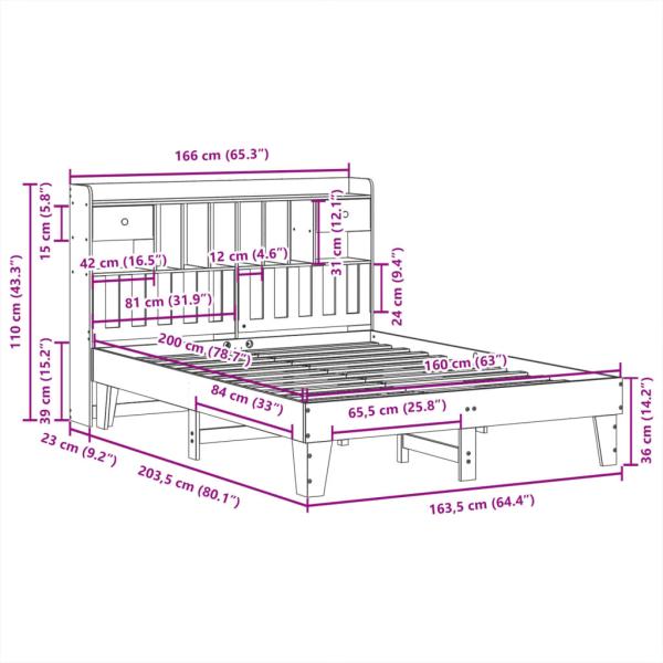 Massivholzbett ohne Matratze Weiß 160x200 Kiefernholz