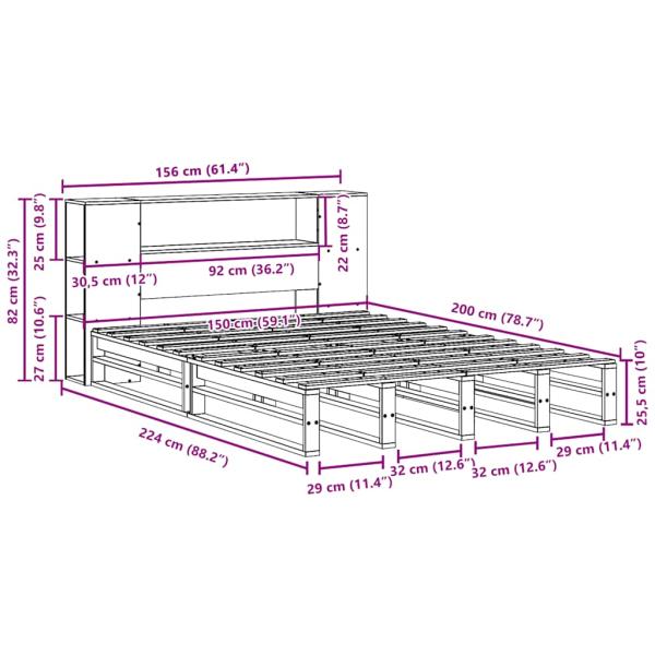 Massivholzbett ohne Matratze Wachsbraun 150x200 cm Massivholz
