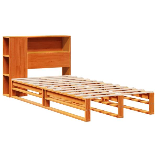 Massivholzbett mit Regal ohne Matratze Wachsbraun 75x190 cm