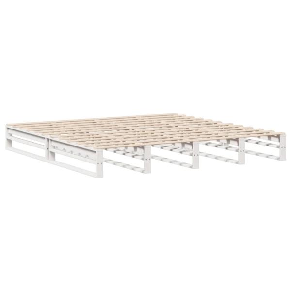 Massivholzbett mit Regal ohne Matratze Weiß 180x200 cm