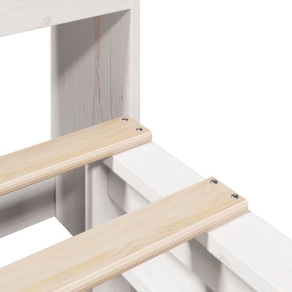 Massivholzbett mit Regal ohne Matratze Weiß 120x200 cm