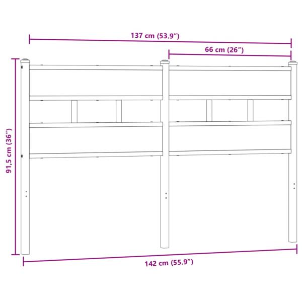 Kopfteil Räuchereiche 135 cm Eisen und Holzwerkstoff
