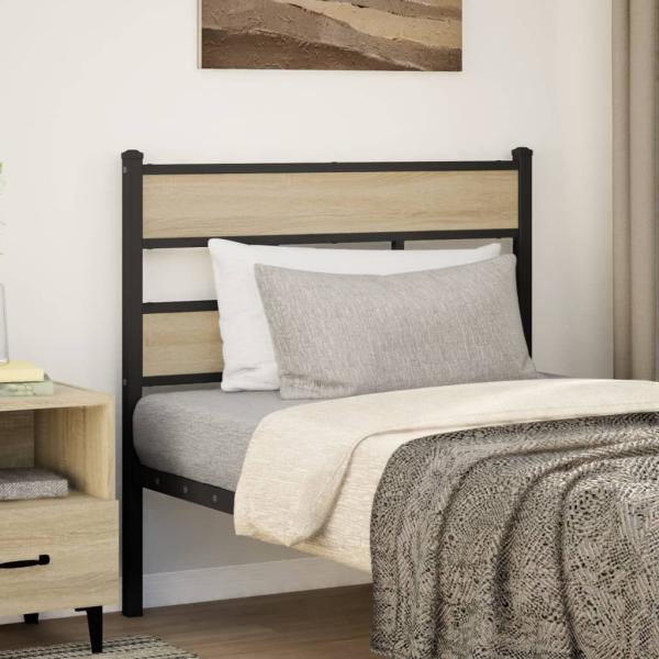 ARDEBO.de - Kopfteil Sonoma-Eiche 75 cm Eisen und Holzwerkstoff