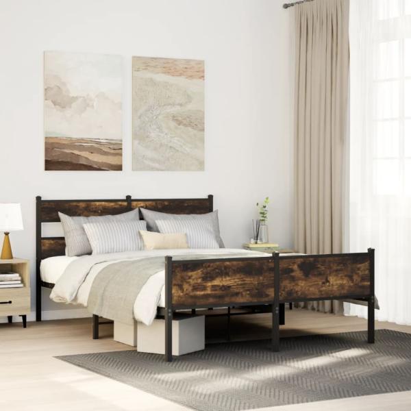 ARDEBO.de - Bettgestell ohne Matratze Räuchereiche 150x200 cm Holzwerkstoff