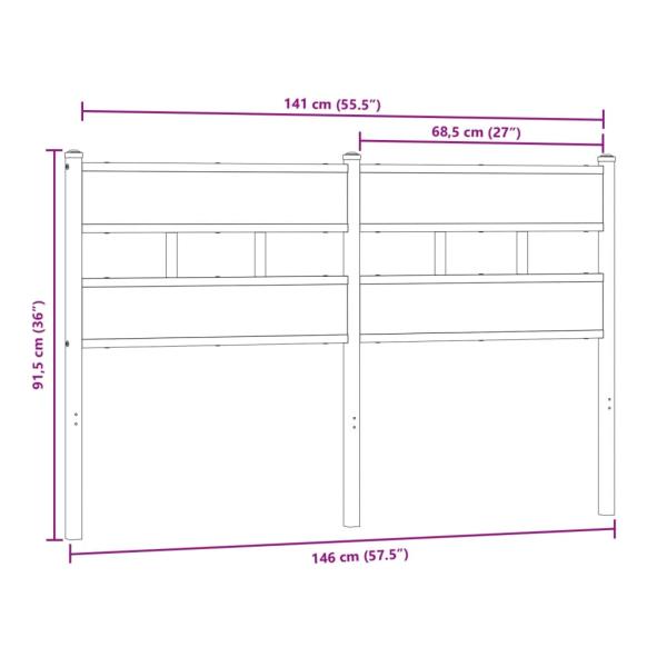 Kopfteil Sonoma-Eiche 140 cm Eisen und Holzwerkstoff