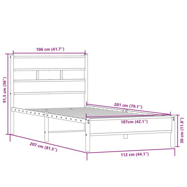 Bettgestell ohne Matratze Sonoma-Eiche 107x200 cm Holzwerkstoff
