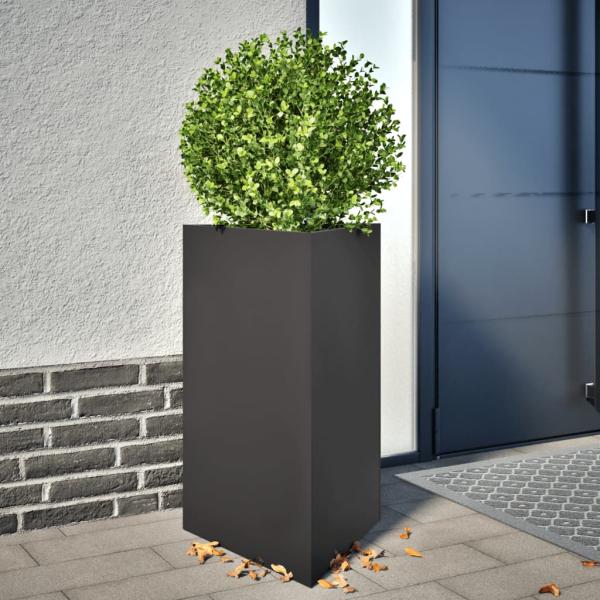 ARDEBO.de - Pflanzkübel Schwarz Dreieckig 50x43x75 cm Stahl