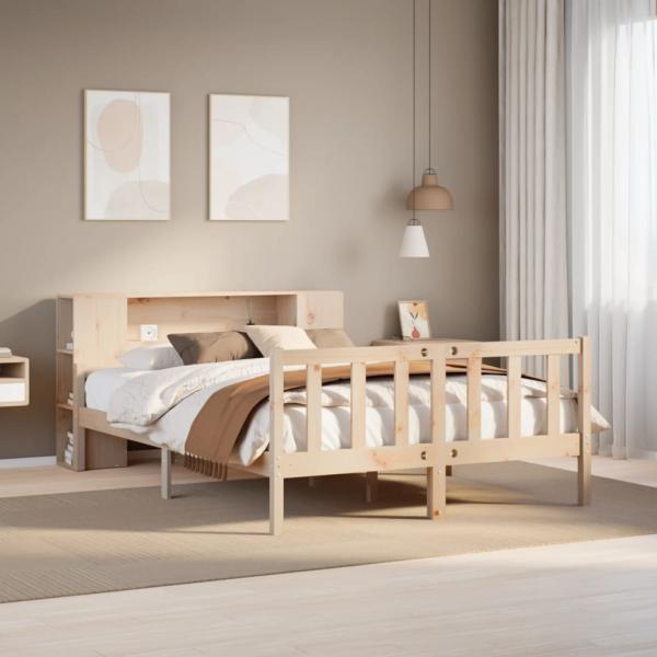 ARDEBO.de - Massivholzbett mit Regal ohne Matratze 120x190 cm Kiefernholz