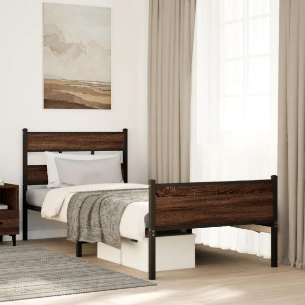 ARDEBO.de - Bettgestell ohne Matratze Braun Eiche 75x190 cm Holzwerkstoff