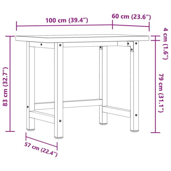 Werkbank 100x60x83 cm Massivholz Akazie Rechteckig