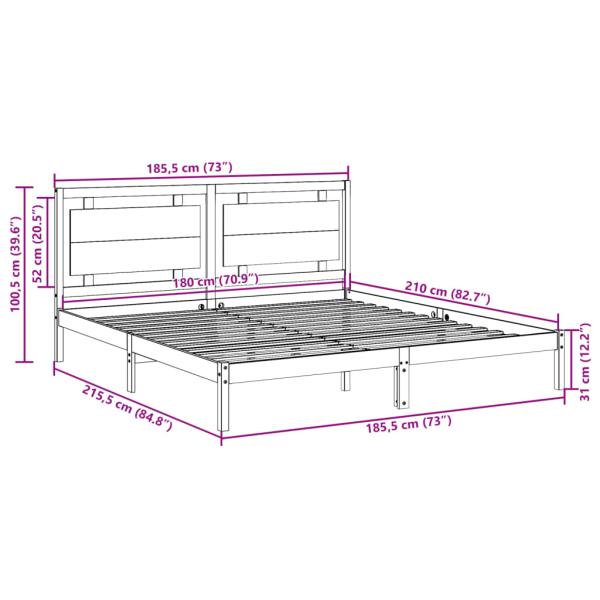 Massivholzbett Extra Lang ohne Matratze 180x210 cm