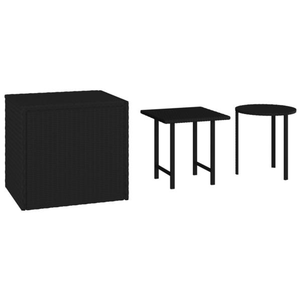 ARDEBO.de - Garten-Beistelltische 3 Stk. Schwarz Poly Rattan