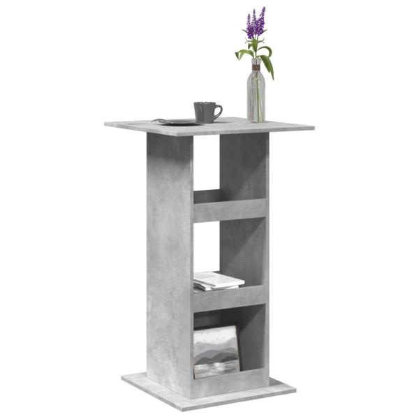 ARDEBO.de - Bartisch mit Ablagen Betongrau 60x60x102 cm Holzwerkstoff