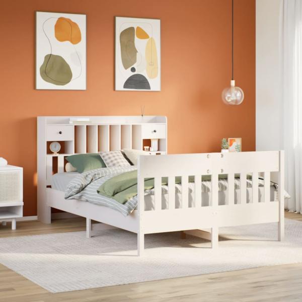 ARDEBO.de - Massivholzbett ohne Matratze Weiß 160x200 Kiefernholz