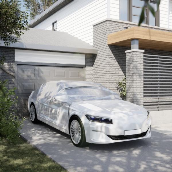 ARDEBO.de - Autoabdeckung Halbgarage mit Haken Silbern L