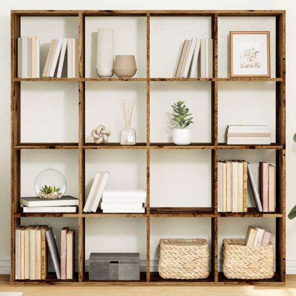 ARDEBO.de - Bücherregal Altholz-Optik 137,5x29x137,5 cm Holzwerkstoff