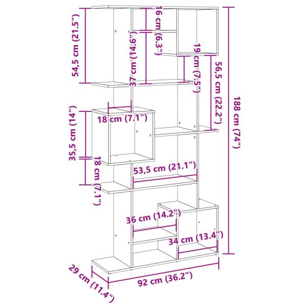 Bücherregal Sonoma-Eiche 92x29x188 cm Holzwerkstoff