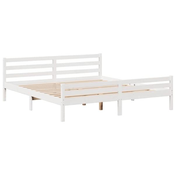 Massivholzbett mit Regal ohne Matratze Weiß 180x200 cm Kiefer