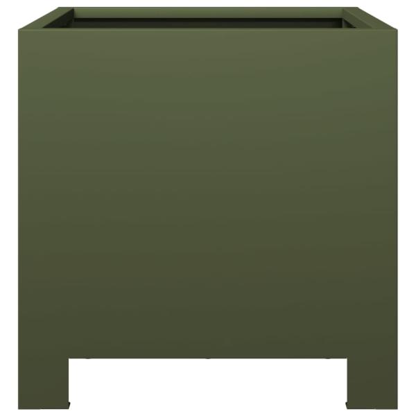 Pflanzkübel 2 Stk. Olivgrün 30x30x30 Stahl