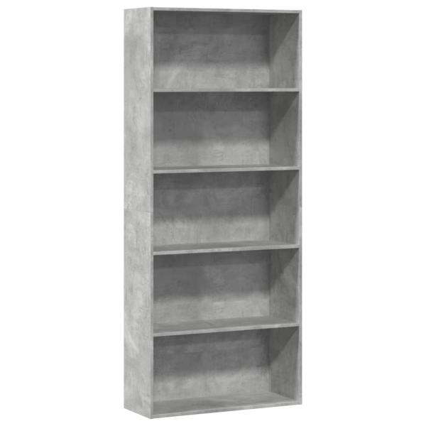 ARDEBO.de - Bücherregal Betongrau 80x30x189 cm Holzwerkstoff