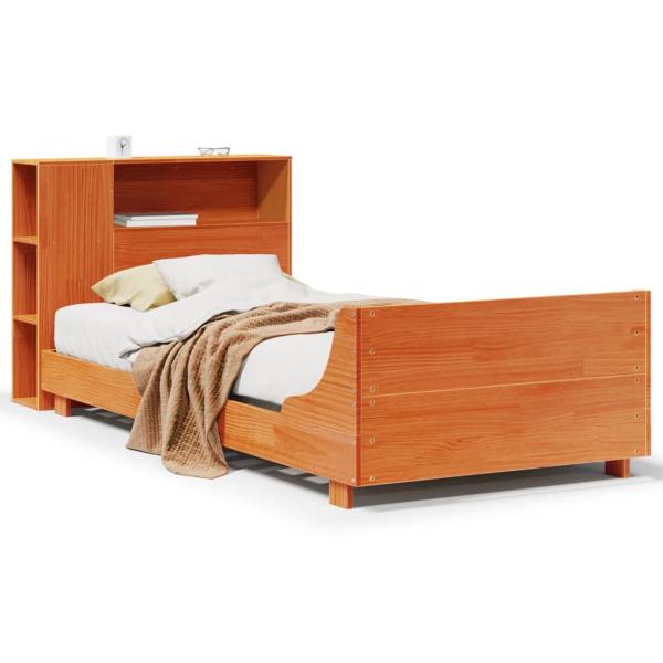 Massivholzbett ohne Matratze Wachsbraun 75x190 cm Kiefernholz
