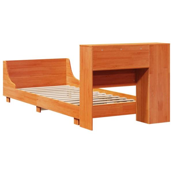 Massivholzbett ohne Matratze Wachsbraun 75x190 cm Kiefernholz
