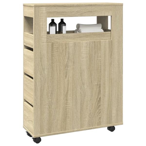 ARDEBO.de - Schmaler Badschrank mit Rädern Sonoma-Eiche Holzwerkstoff