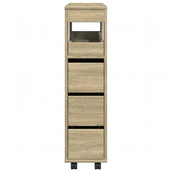 Schmaler Badschrank mit Rädern Sonoma-Eiche Holzwerkstoff
