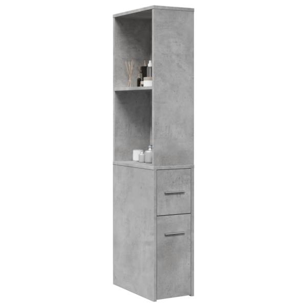 ARDEBO.de - Badschrank Schmal mit Rollen Betongrau Holzwerkstoff