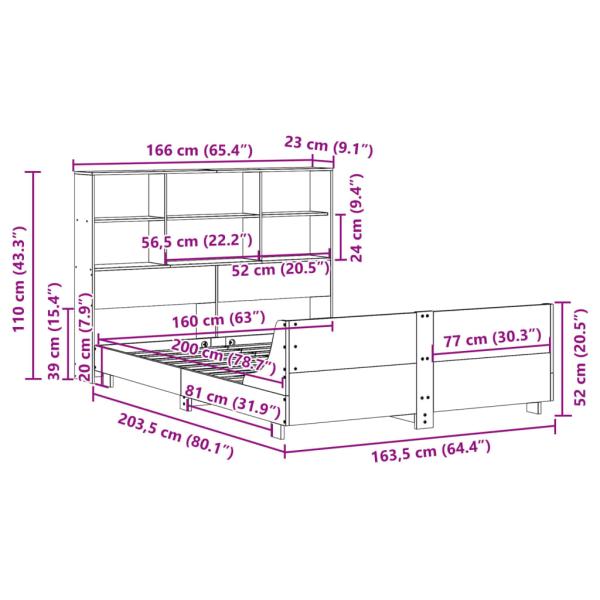 Massivholzbett ohne Matratze 160x200 cm Kiefernholz