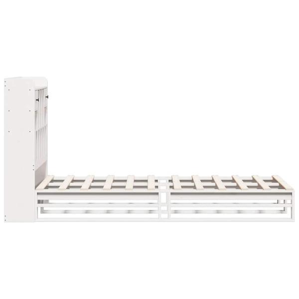 Massivholzbett mit Regal ohne Matratze Weiß 90x200 cm Kiefer