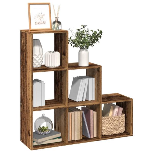 ARDEBO.de - Raumteiler-Bücherregal 3 Etagen Altholz-Optik 99x29x99 cm