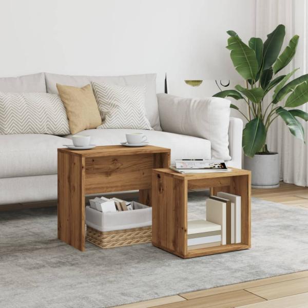 ARDEBO.de - Satztische 2 Stk. Artisan-Eiche Holzwerkstoff
