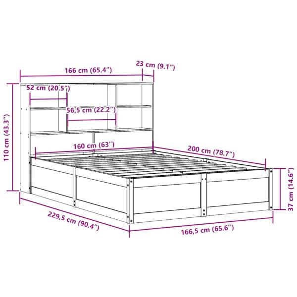 Massivholzbett ohne Matratze 160x200 cm Kiefernholz