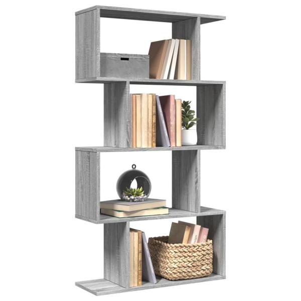 ARDEBO.de - Raumteiler-Bücherregal 4 Böden Grau Sonoma 70x24x129 cm