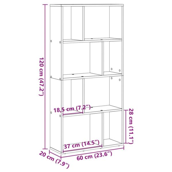 Bücherregal Braun Eichen-Optik 60x20x120 cm Holzwerkstoff